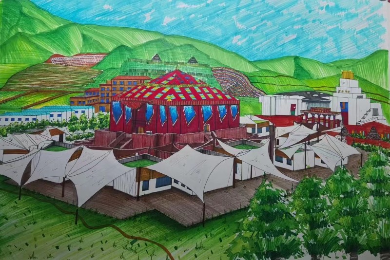 建投建設(shè) 趙娟娟 《甘南文旅會展中心》繪畫.jpg